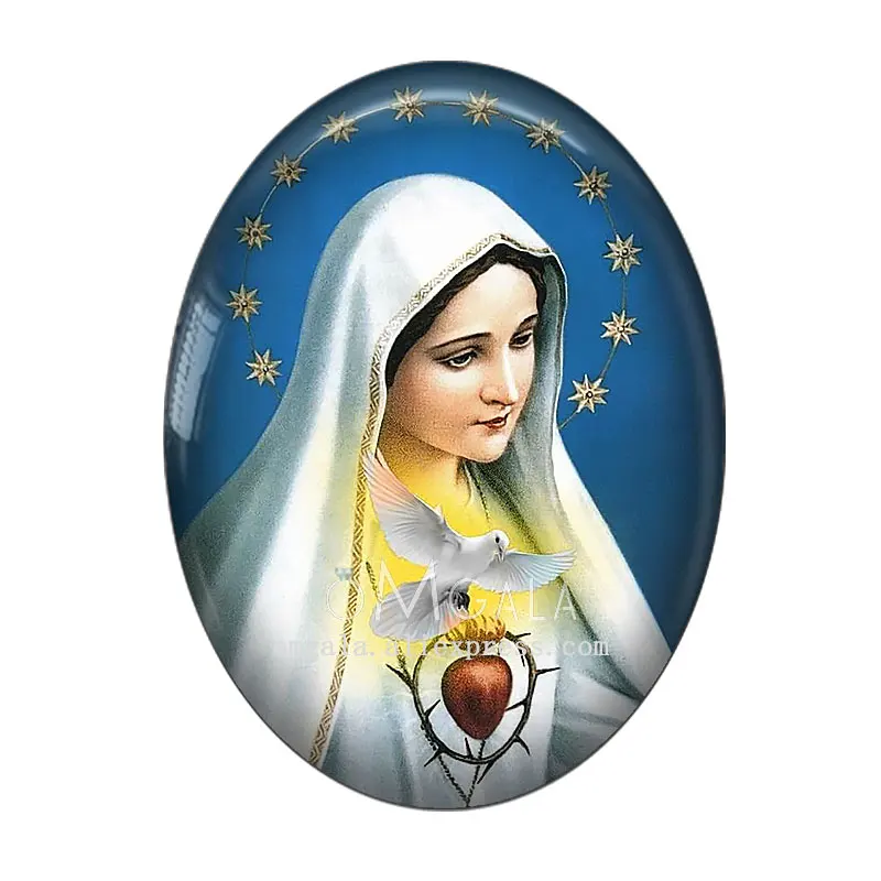 Retro Virgin Mary and Baby Jesus Patterns 10pcs 13x18mm/18x25mm/30x40mm Oval photo glass cabochon demo flat back Making findings