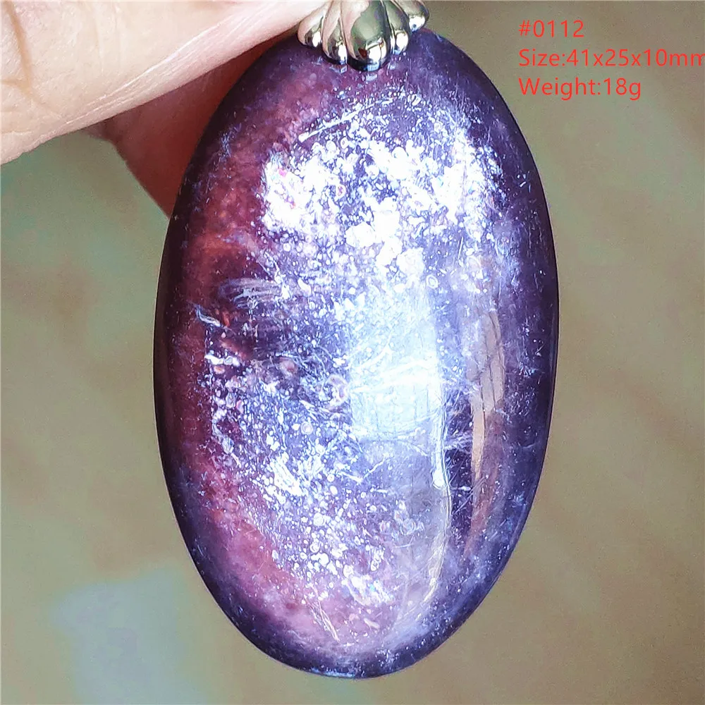 Natural Purple Lepidolite Quartz Mica Pendant Flash Beads Woman Men Oval Red Tourmaline Fashion Beads Jewelry AAAAAA