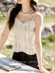 MISHOW Lace Embroidered Camisole for Women Spring 2025 Adjustable Shoulder Straps Slim Tank Top Sexy Sweet Camisole MXE13D0050