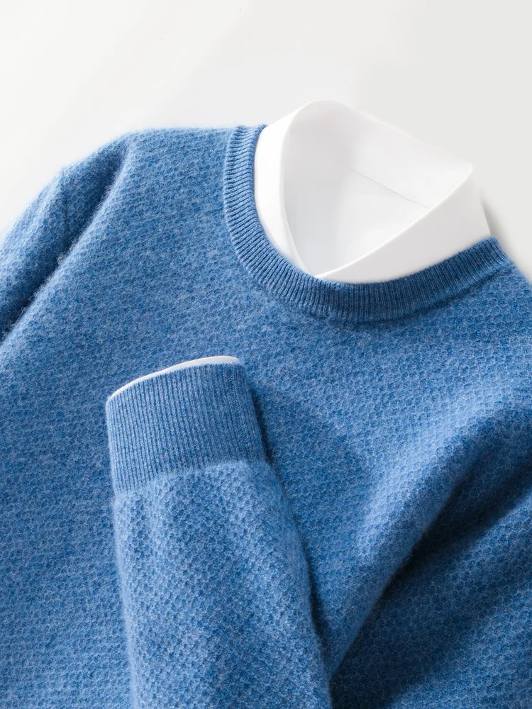 Maglione di cashmere da uomo O-Collo Pullover a maniche lunghe 100% Maglieria di cashmere Abbigliamento casual intelligente Autunno Inverno Top spessi e caldi