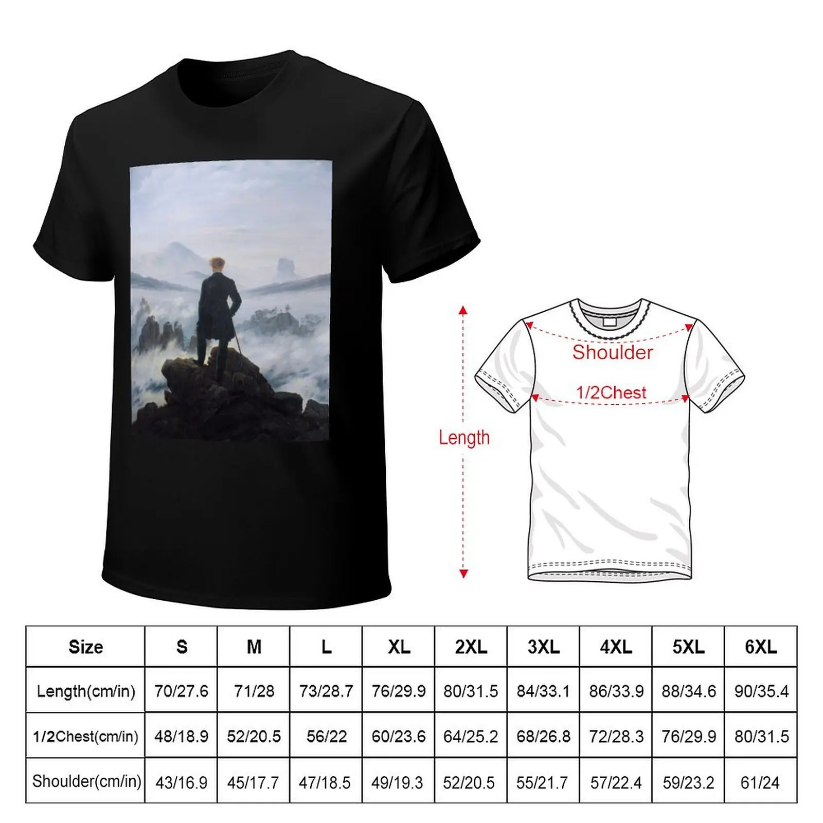 Caspar David Friedrich - Wanderer Above the Sea of Fog (1817-1818) T-Shirt man t shirts for men casual T-Shirt