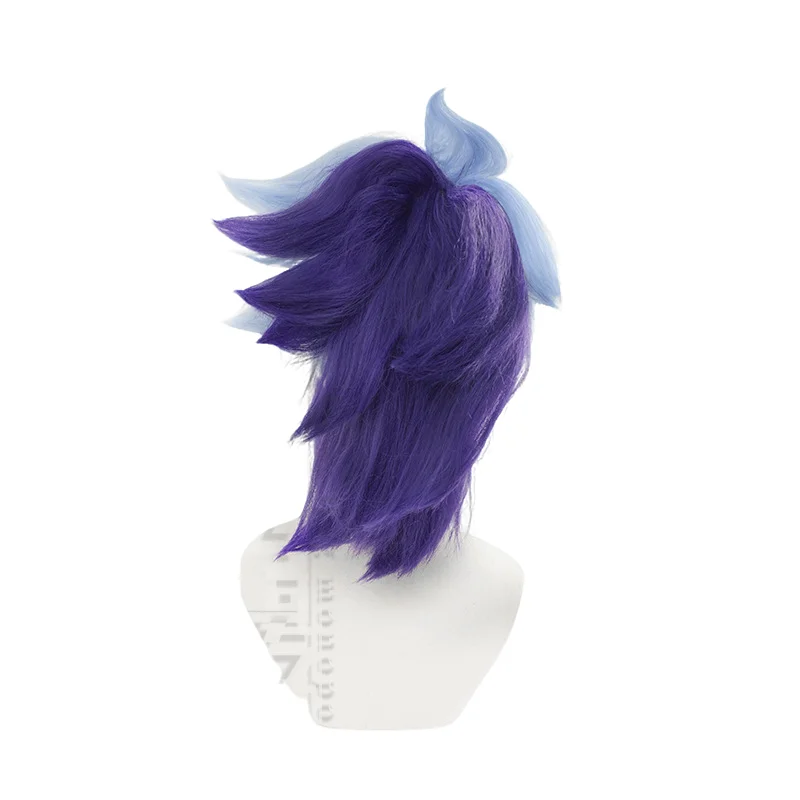 Anime Game LOL Star Guardian Akali Cos parrucca 45CM blu viola resistente al calore capelli sintetici Halloween Party parrucche Cosplay + parrucca Cap