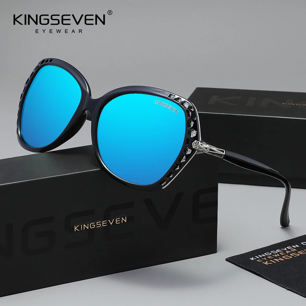 

Женские поляризационные солнцезащитные очки KINGSEVEN, модные очки с защитой от ультрафиолета UV400, ретро-очки для вождения, шопинга, очки в форме бабочки, круглая оправа