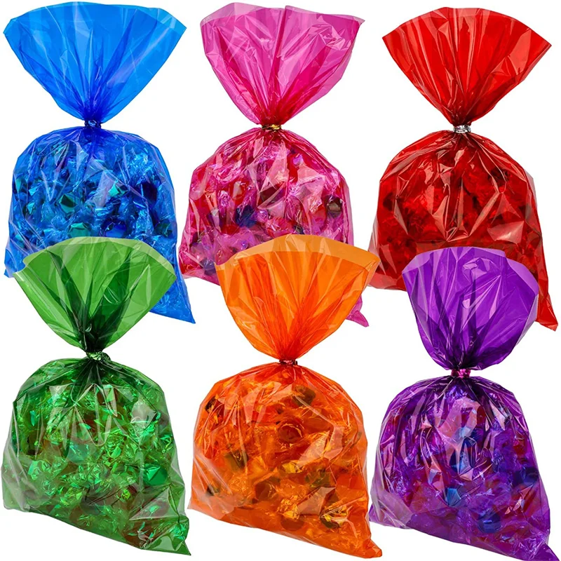 

50pcs/Colorful Cellophane Bags for Baked Cookies, Candies, Desserts, Bread, Ideal for Christmas Parties!