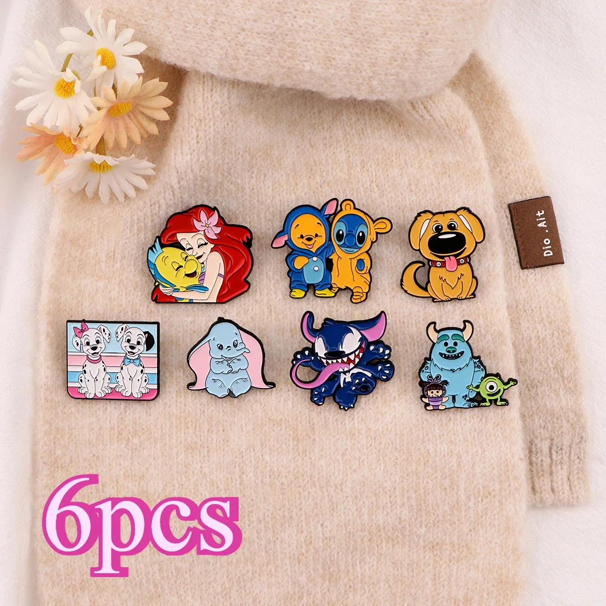 Set Disney Stitch Dog Clownfish Enamel Pin Lapel Pins Badges on Backpack Women's Brooch Clothes Jewelry Fashion Accessories Gift