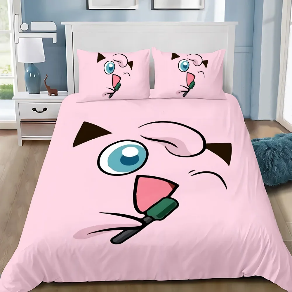 Cartoon Duvet Cover Pillowcase Bedding Set Jigglypuffs Adult Boy Girl Bedroom Decoration Children Gift Single Double Large Size