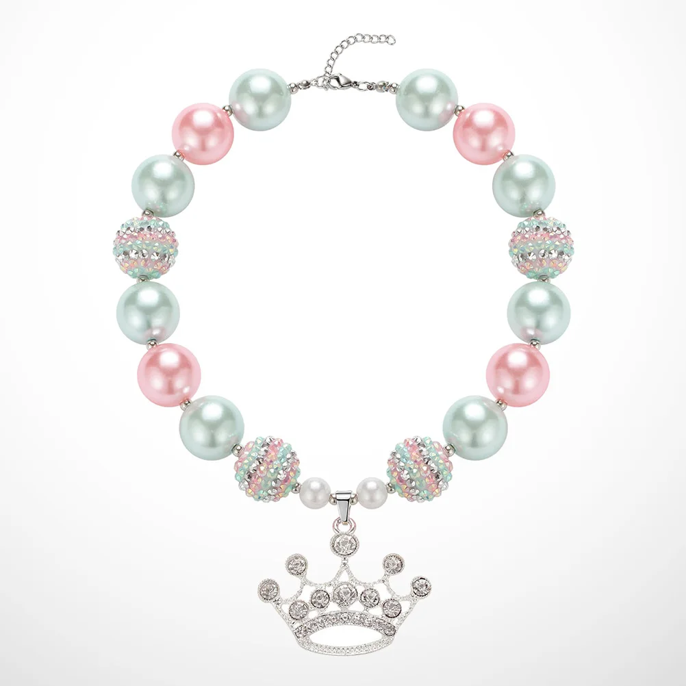 

Pendant Necklace Chunky Beaded Baby Girl Chain Squat Fashion Kid Birthday Present Jewelry