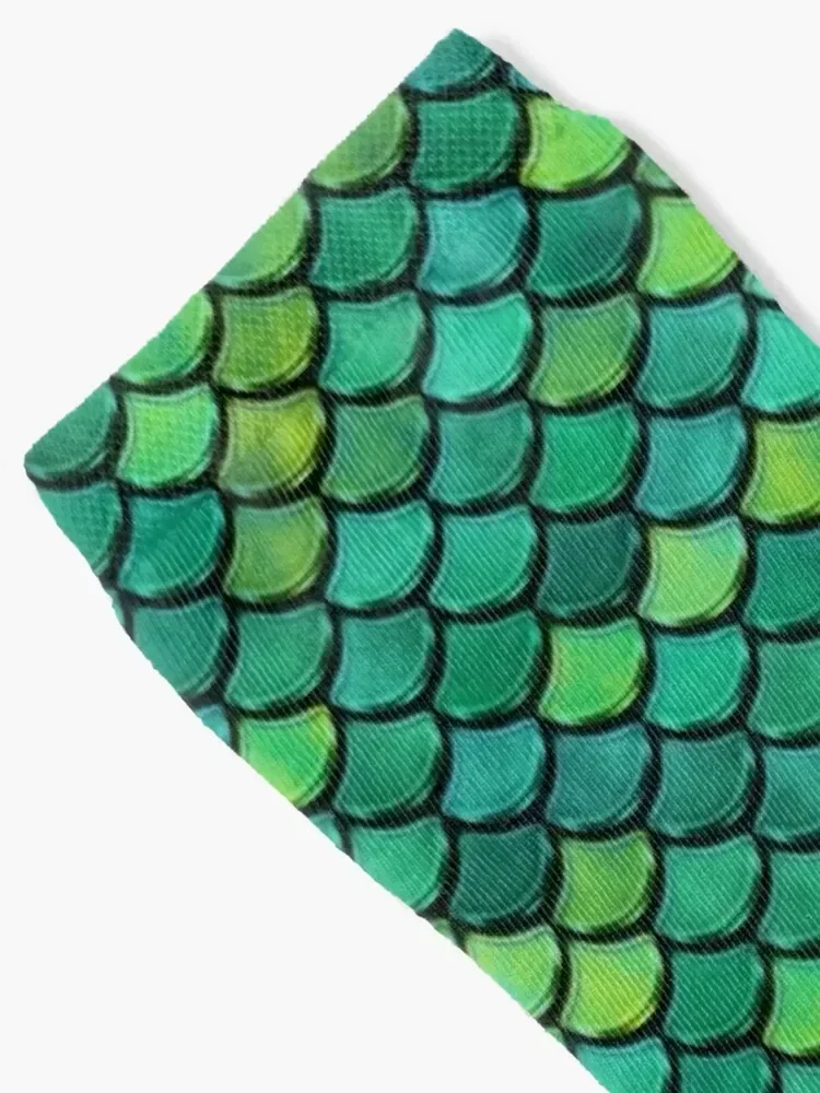 Siren Scales - Green Socks luxe luxury Crossfit cute Socks Man Women's