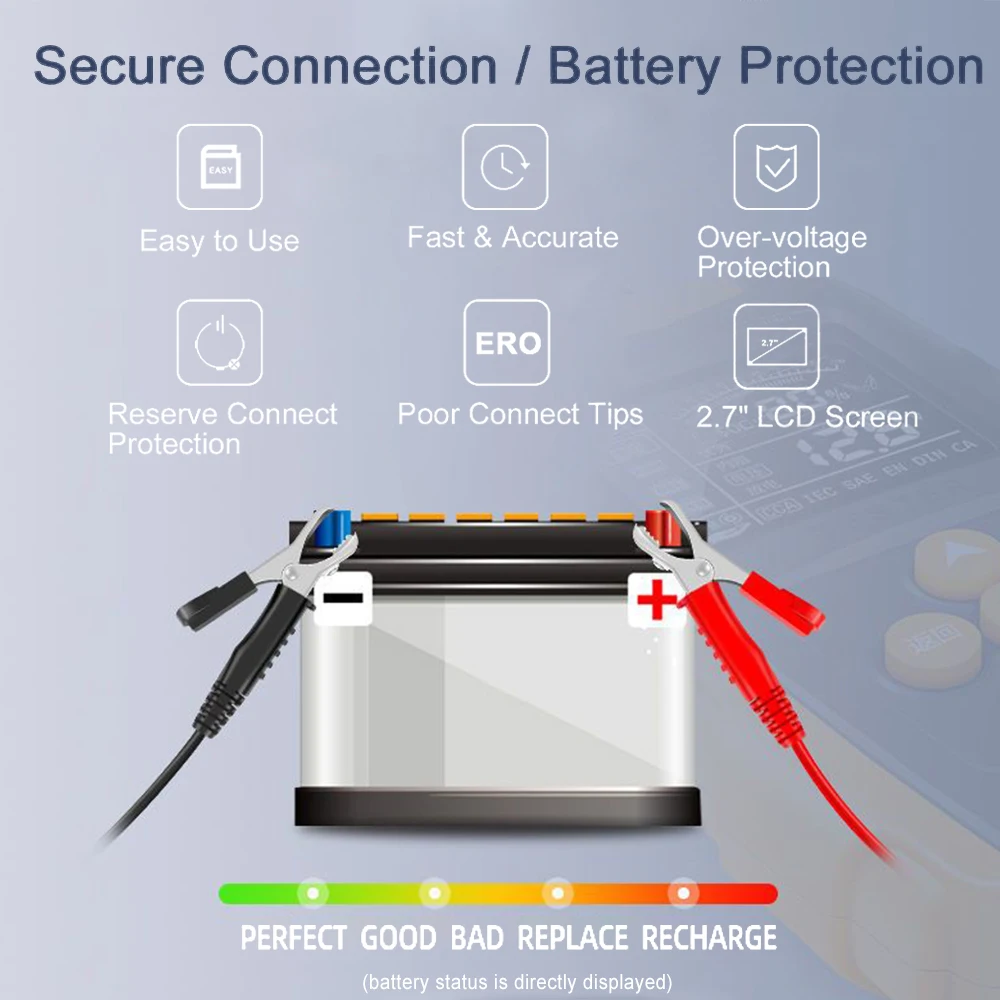 DM 12V 24V Tester batteria per auto LCD arancione analizzatore caricatore strumento diagnostico Gel AGM WET CA SLA Batterie CCA IR SOH misurazione