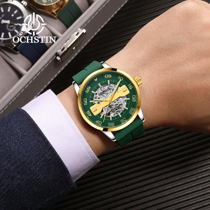 Brand foreign trade hot-selling men's mechanical watch magnetic suction buckle silicone belt fashion mechanical men's watch