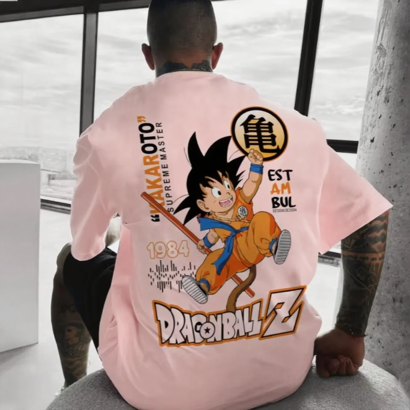 드래곤볼 Z 애니메이션 손오공 코스프레 청소년 남성 오버사이즈 티셔츠 패션 프린트 여름 면 반팔 상의 캐주얼 의류 남성 선물