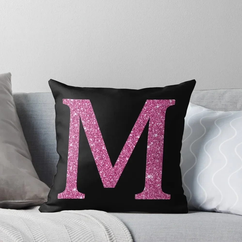 

Pink Glitter Letter M Throw Pillow Couch Pillows Couch Cushions Pillow Decor pillow