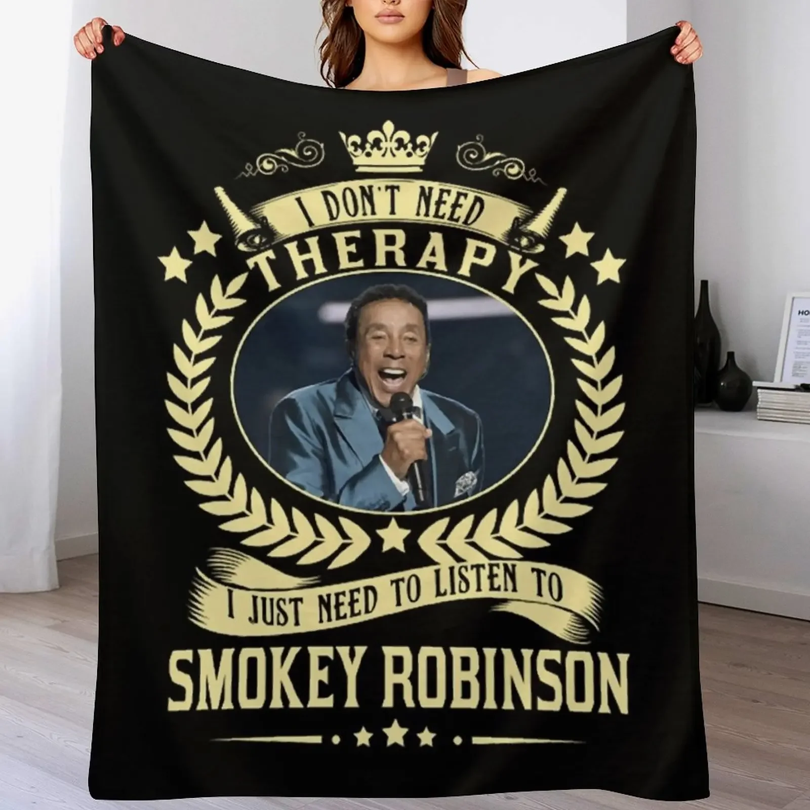 

therapy Smokey music Robinson Round neck Woman Throw Blanket Picnic Shaggy Sofas Travel Blankets
