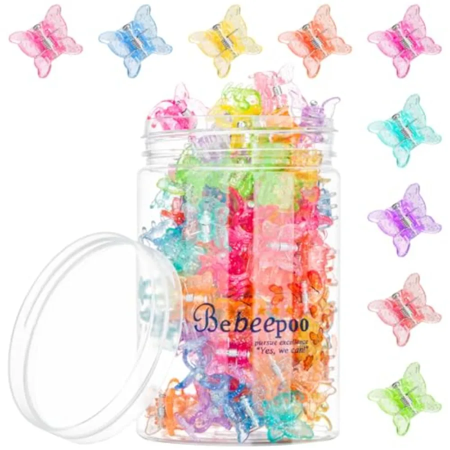 

Glitter Mini Butterfly Hair Clips Sparkly Colorful Hair Accessories for Girls and Women - 90s Y2K Cute Small Hair Claw Clips 10