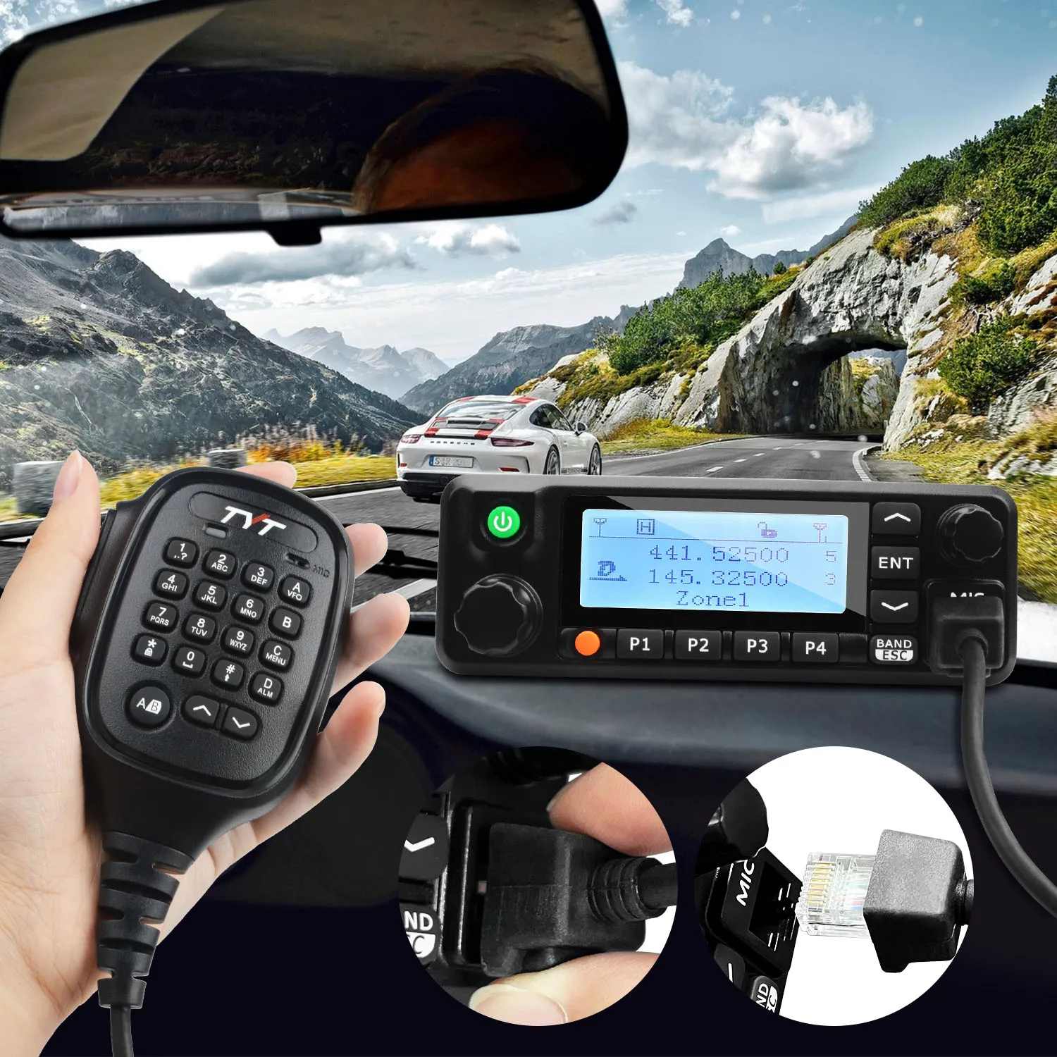 20KM 50W Dual Band Long Range Communication Radio TYT MD-9600 DMR Mobile Radio GPS 8hours Record VOX 1750Hz Mobile Transceiver