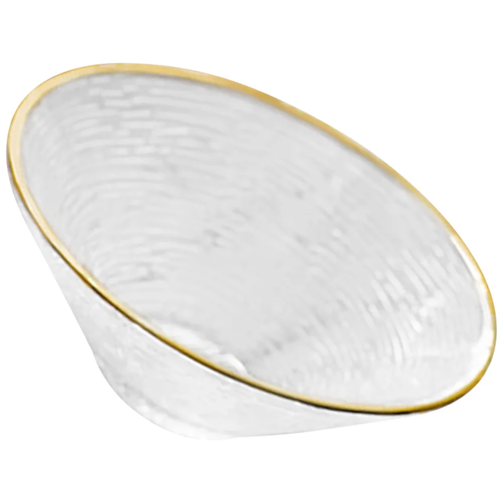 

Glass Serving Bowl Gold Rim Lightweight for Salad Fruit Snacks Parties Weddings Restaurants Glass Bowl