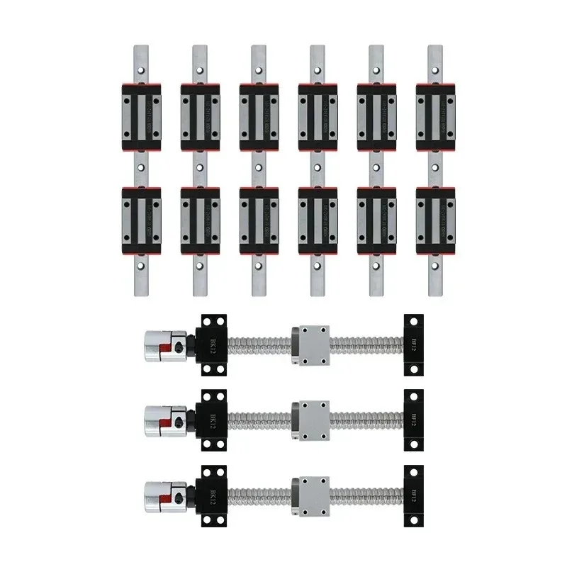 linear rails linear guides 2pcs HGR20-400/700/1000mm+12 HGR20CA +ballscrew 1x sfu1605-300/700/1000mm +3 xbk12bf12 cnc set