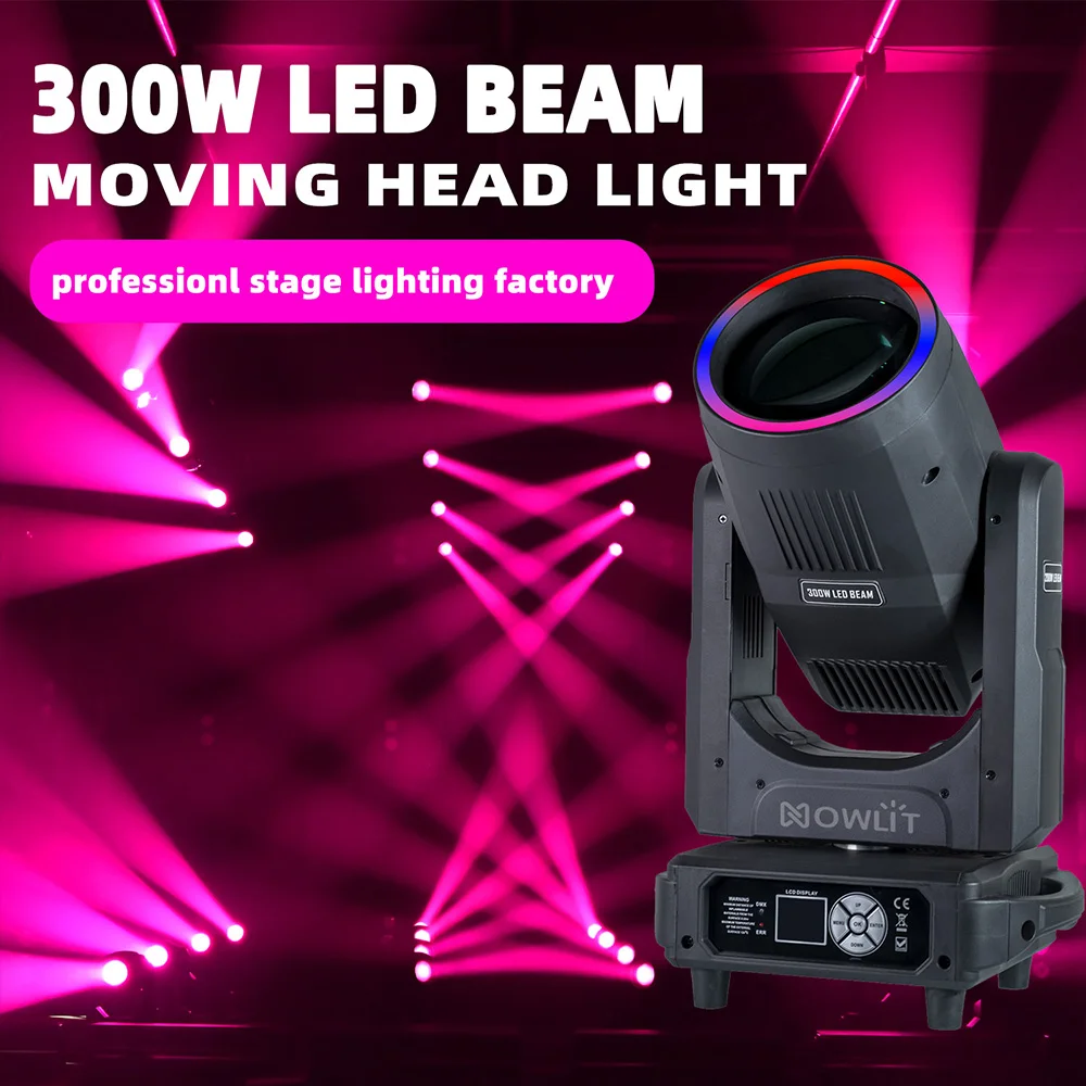High Quality 200W-300W LED Beam Movinghead Light 16CH DMX512 Control Ra90 Color Rendering 6000K 14-Color Wheel Stage Lighting