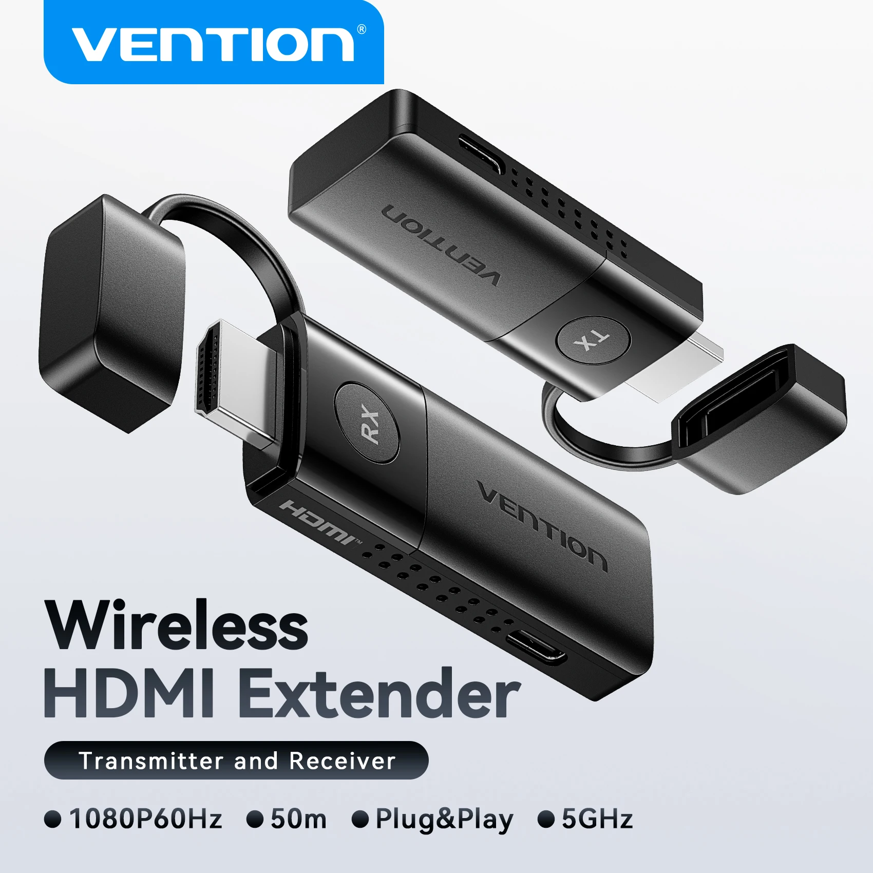 

Vention Wireless HDMI Video 1080P 50M Transmitter and Receiver Extender kit 5G Adapter For PC Camera Laptop To Projector Monitor