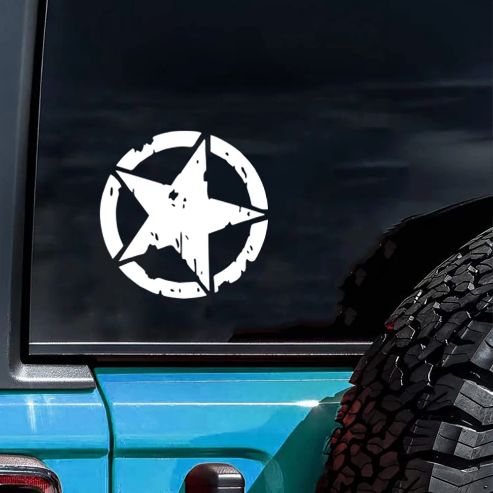 Autoaufkleber Pentagramm Wasserdicht und Sonnenschutz Persönlichkeits-Interessanter Aufkleber Militär-Armee-Stern Motorhaubenaufkleber Auto-Zubehör – Detail 4