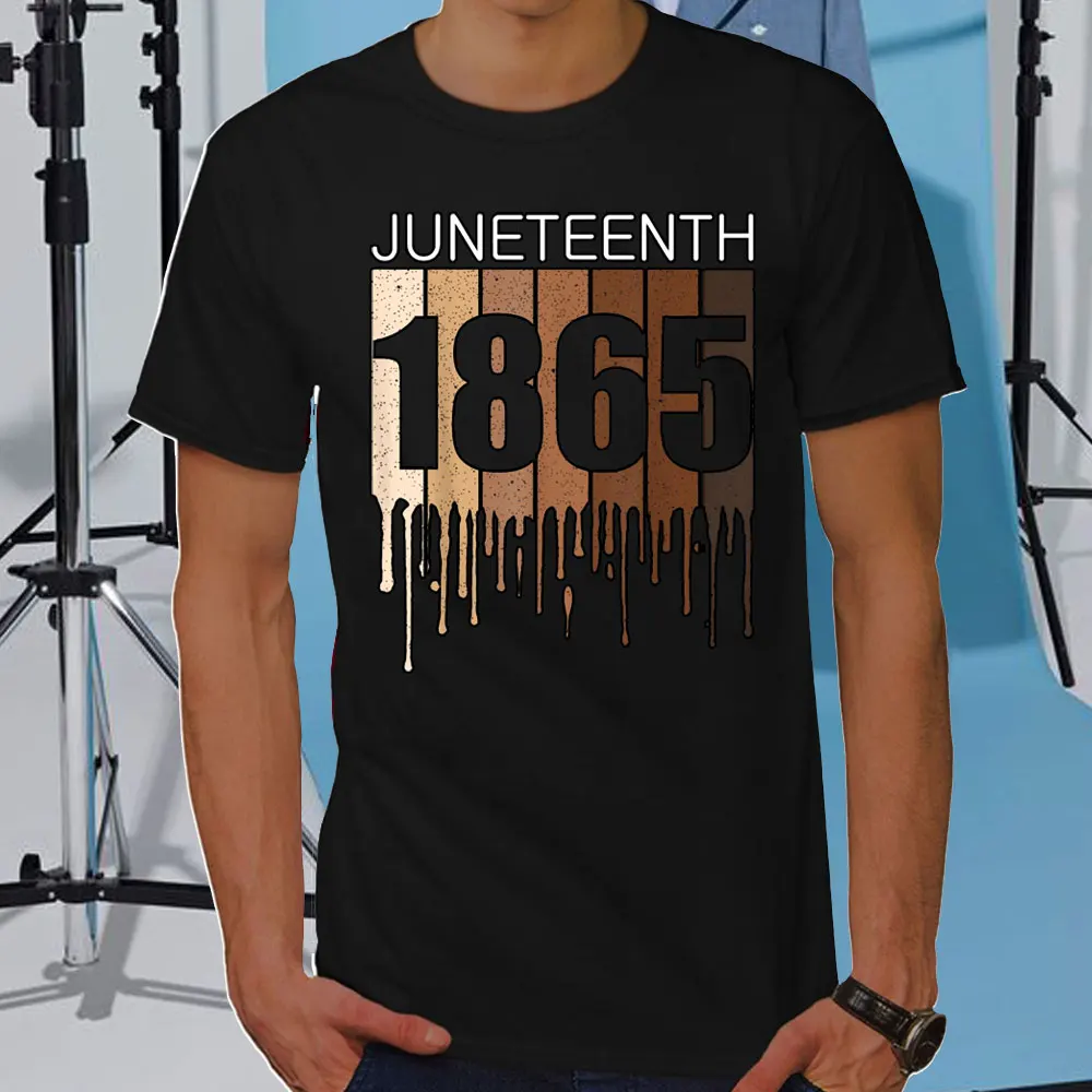 Juneteenth Mens TShirt Black Lives Matter Cotton Tees for Men Summer Streetwear Fashion Casual Shirt Freeish Since 1865 T-Shirts