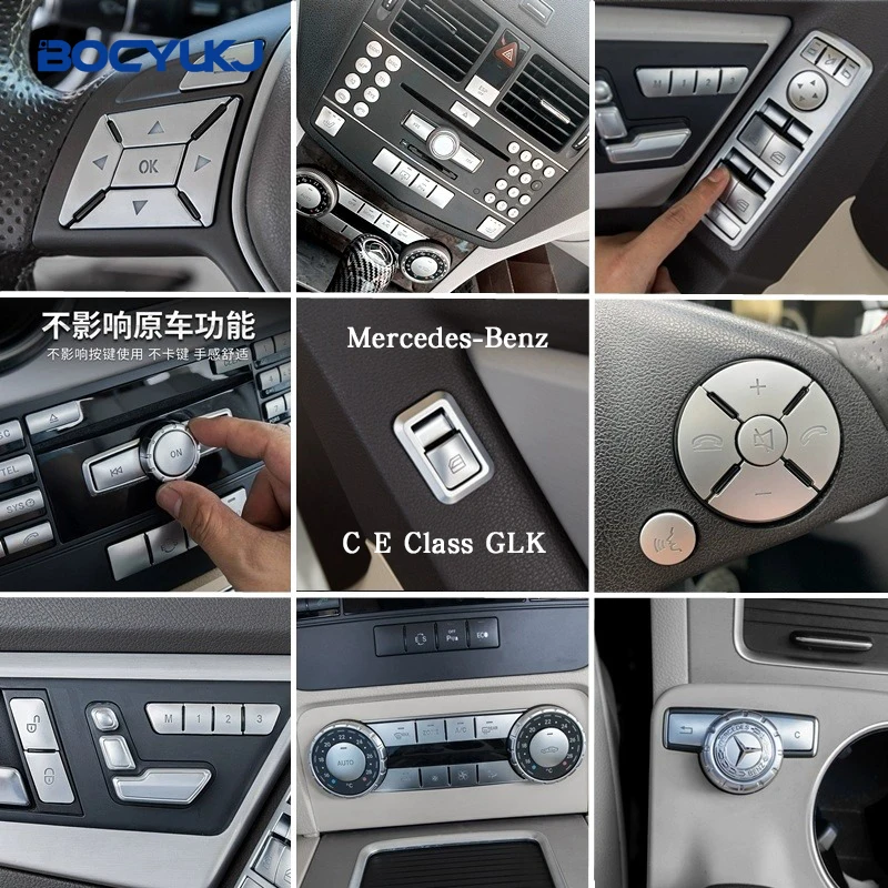 Car Center Console Air conditioning Buttons Decals Trim Patch For Mercedes-Benz C E Class GLK W204 Interior Sticker Accessories