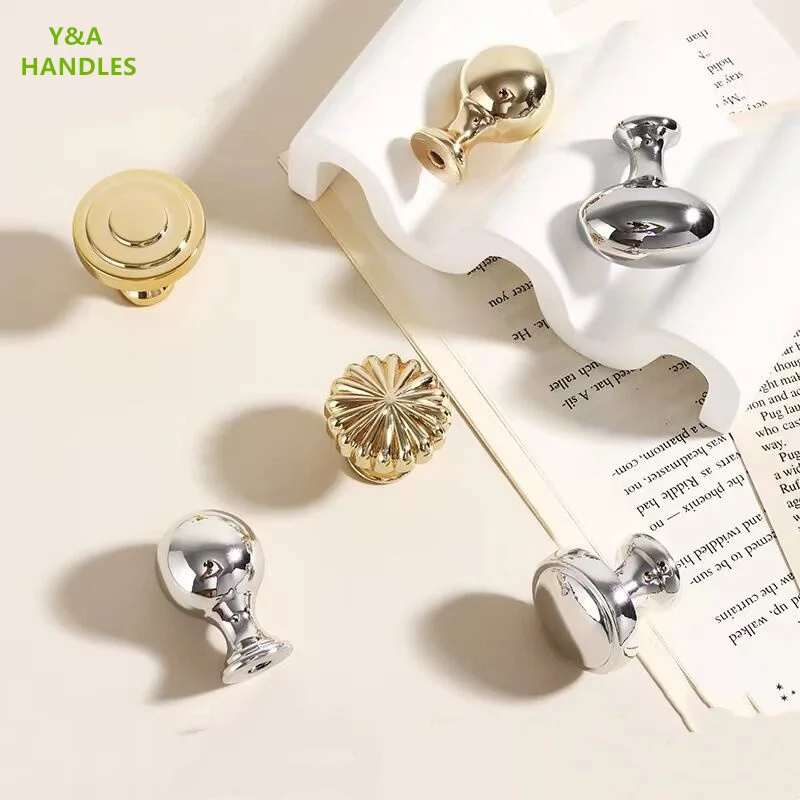 Handles Drawer Cabinet Furniture Kitchen Handles for Cabinet Knob Door Drawer Furniture Kitchen Knob Aluminum Single Hole Gold