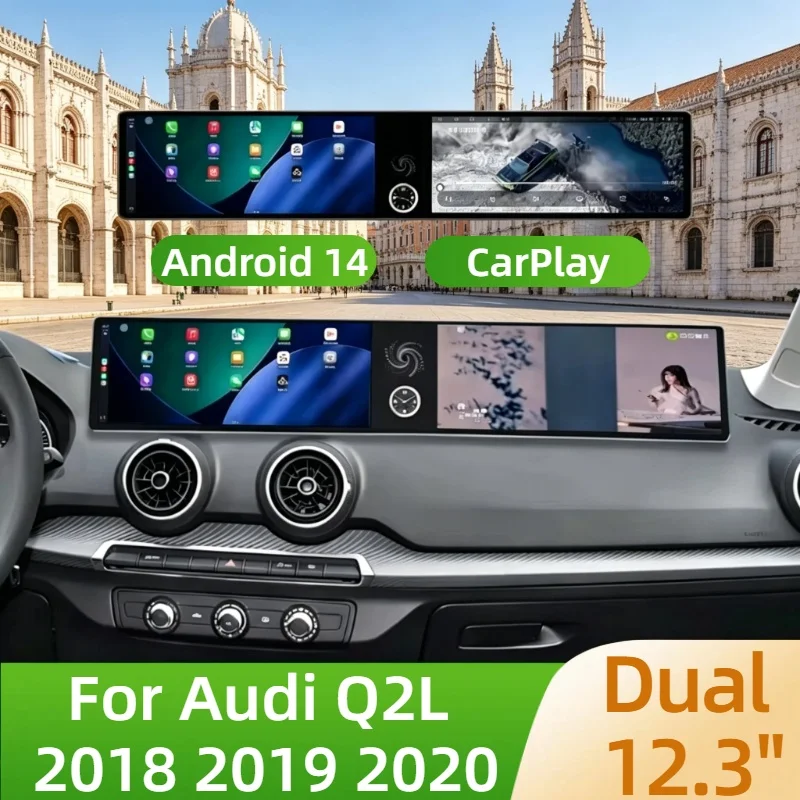

CarPlay Android 14 Auto Dual 12.3" Car Radio For Audi Q2L 2018-2020 Touch Screen DSP Multimedia Stereo Player Navi GPS Head Unit