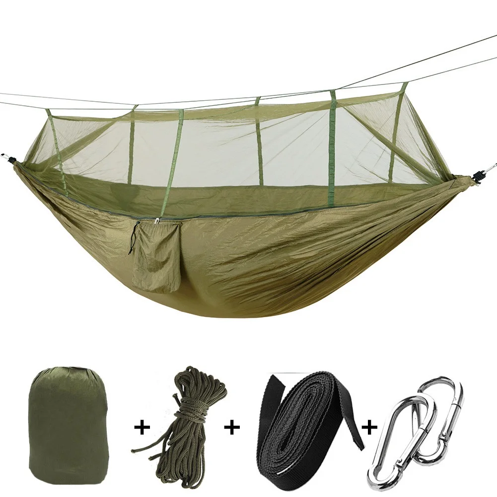 

260*140cm 2 Persons Outdoor Tree Swing Parachute Mosquito Net Bed Ultralight Pink Nylon Folding Camping Hanging Tent Hammock