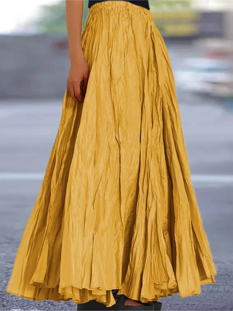 2024 Wiosna Lato Nowe Spódnice w jednolitym kolorze Moda damska Prosty styl Fałdy Luźna spódnica w kształcie litery A Modna odzież damska Streetwear