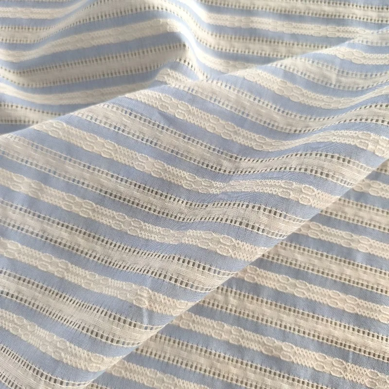 Korean Style Striped Openwork 100% Cotton Fabric for DIY Doll Clothing Children Dress Spring Summer Sewing Craft Material