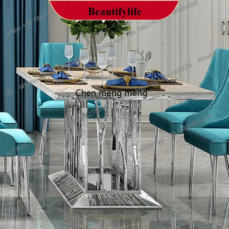 

G153 Italian rock slab dining table and chair combination rectangular simple post-modern light luxury living room table househo