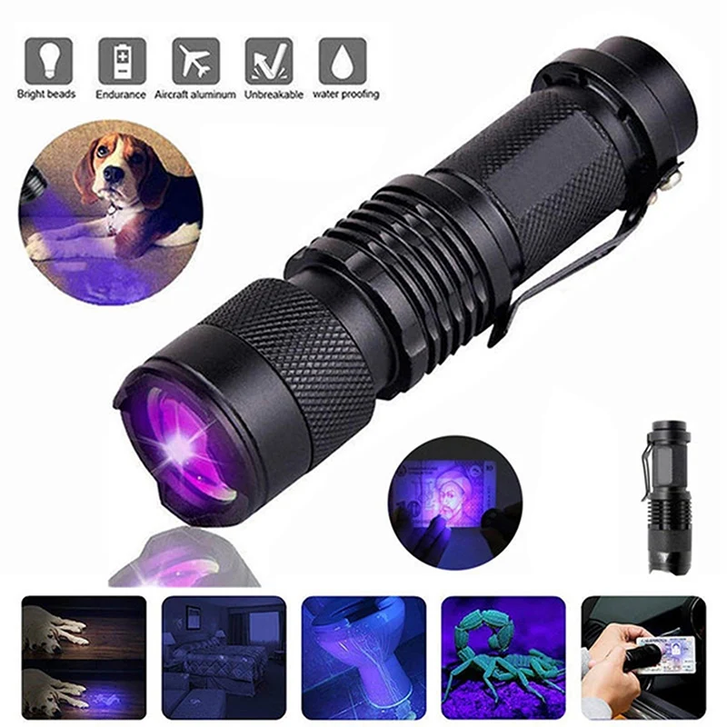 

Mini UV Flashlight LED Ultraviolet Torch Light UV Lamp Zoomable 3 Modes Outdoor