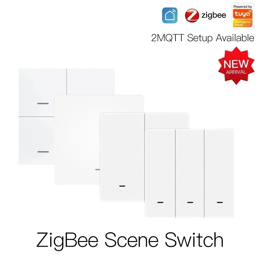 Tuya Zigbee Scene Switch Zigbee Wall Switch Wireless Scene Switch Smart Light Switch Push Button Controller 1/2/3/4 Gang