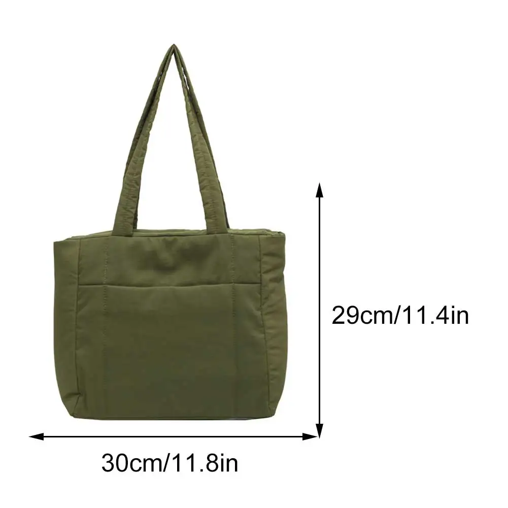 

Women Puffer Shoulder Bag Solid Color Winter Puffer Bags Large Capacity Fashion Laptop Handbags Simple Trendy Commuting Bags