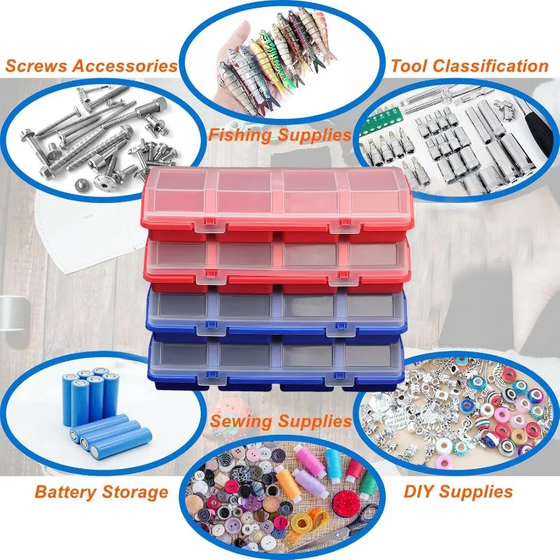 Multi Functional Screw Storage Box Portable Mini Jewelry Sewing Equipment Container Boxes with Lids 4 Compartment Storage Boxes