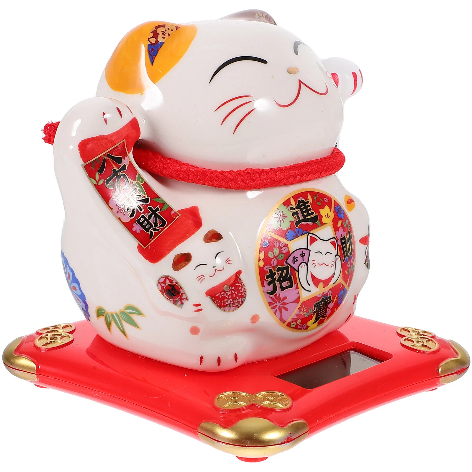 

Solar Powered Lucky Cat Ornament Waving Arm Feng Shui Decor for Car Home Office Desktop Decoration Blessing Rich Life