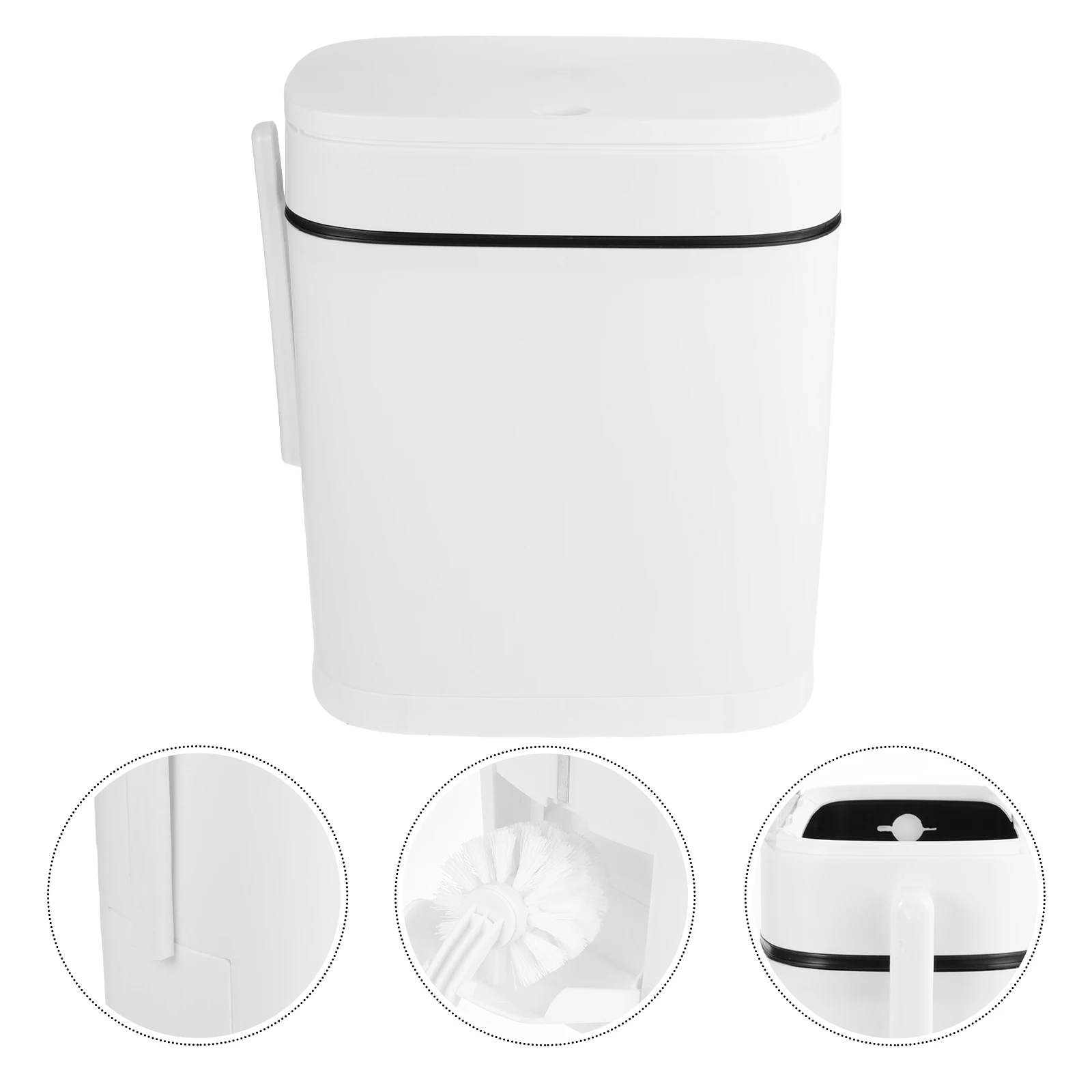 

Toilet Brush Trash Can Bathroom Garbage Plastic Home Cans with Lid Container Bin for
