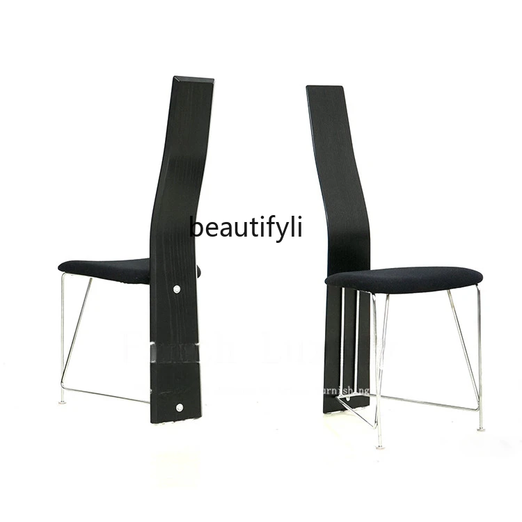 Medieval Designer Modern High Back Dining Chair Metal Creative Art Single Chair Wabi Sabi Wind