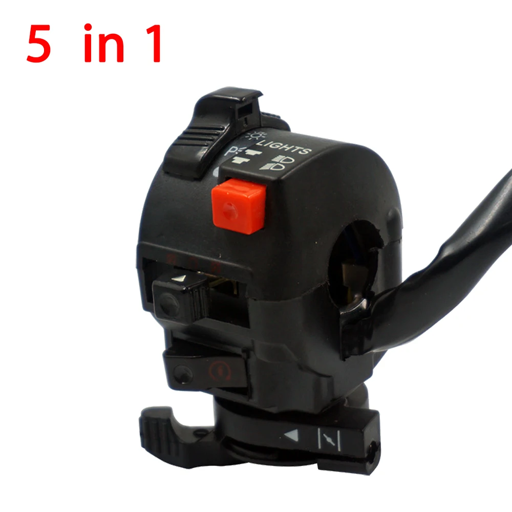 Motorcycle Light Hi-Lo Beam Kill Electric Start Turn Horn 5-Function Switch with Choke Lever for ATV Quad 4 Wheeler