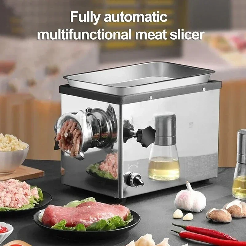 950-1300W Meat Grinder 70dB Food Processor SUS Multifunction Automatic Meat Slicer With Detachable Parts For Restaurant Kitchen