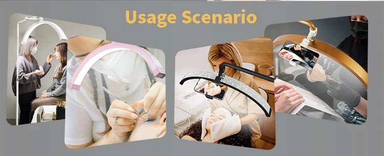 Fosoto Lampada a mezzaluna con design a telecomando da 28 pollici Illuminazione fredda e calda regolabile con vassoio per ciglia Trucco viso Cura della pelle