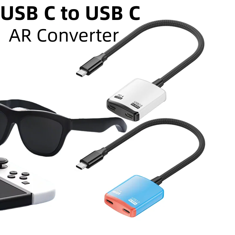 

USB C to XREAL/VITURE One/RayNeo AR XR Smart Glasses 8K Display PD100W Fast Charging 2in1 Adapter for Switch Laptop Phone Game