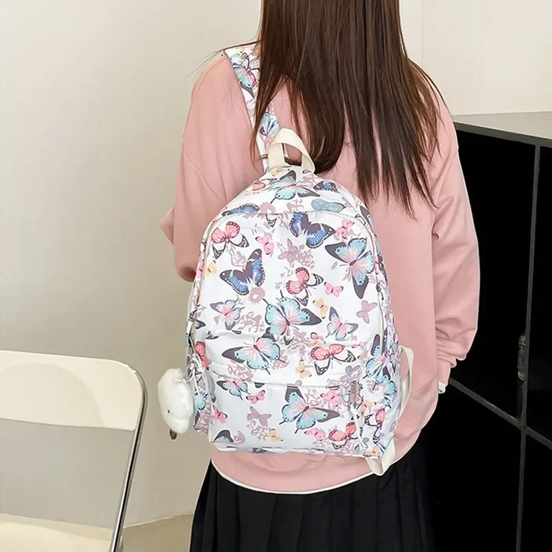 Fashion Butterfly Pattern Korean Women Backpack Student Backpack for School Book Storage and Travel Organizer