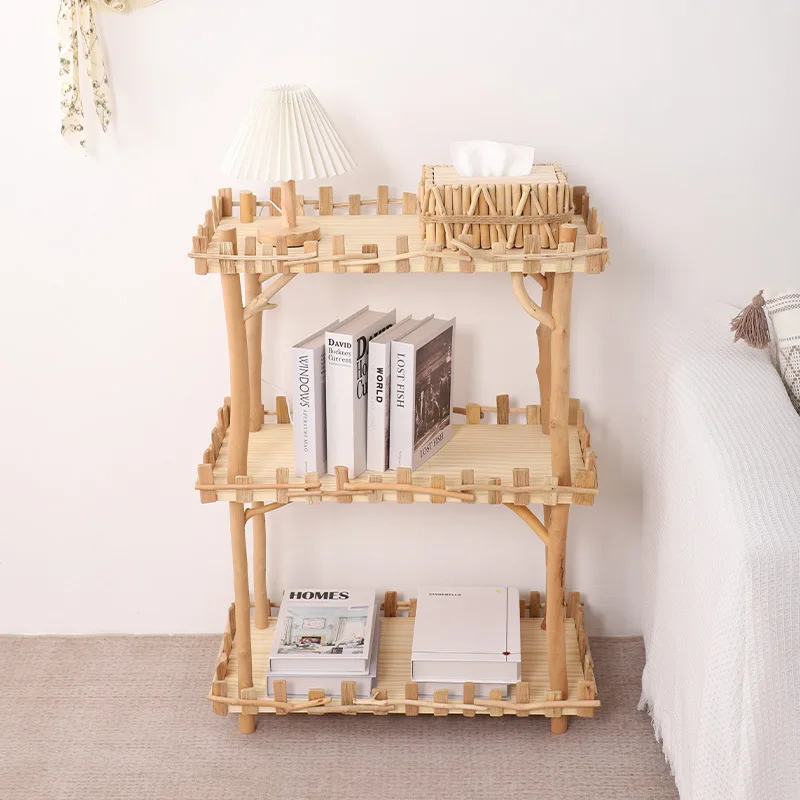 

Bookshelf Floor-to-ceiling log shelf Creative locker Living room Bedroom Multi-layer succulent flower stand Corner