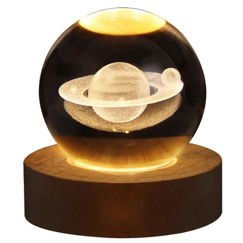 

Valentines Day Gift Galaxy Crystal Ball Lamp 3D Planet Moon Lamp USB LED Night Light A