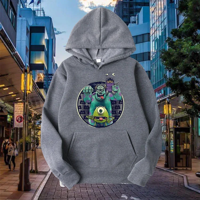 Male Sweatshirts Pocket Disney Monster University Sullivan Mike Print Clothing Cozy Popular Men Hoodies Autumn Winter Pullover