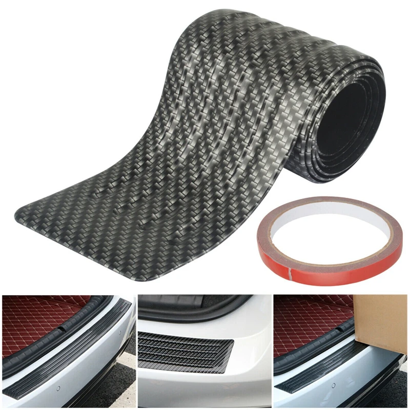 

90cm Carbon Fiber Universal Car Trunk Door Sill Plate Protector Rear Bumper Guard Rubber Mouldings Pad Trim Strip Car Styling