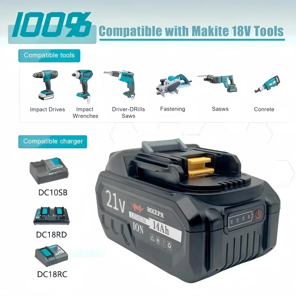 5S2P 14000mAh 21700 original makita18V BL1830 lithium-ion rechargeable power tool battery 21V BL1860 BL1850 BL1860B BL1840