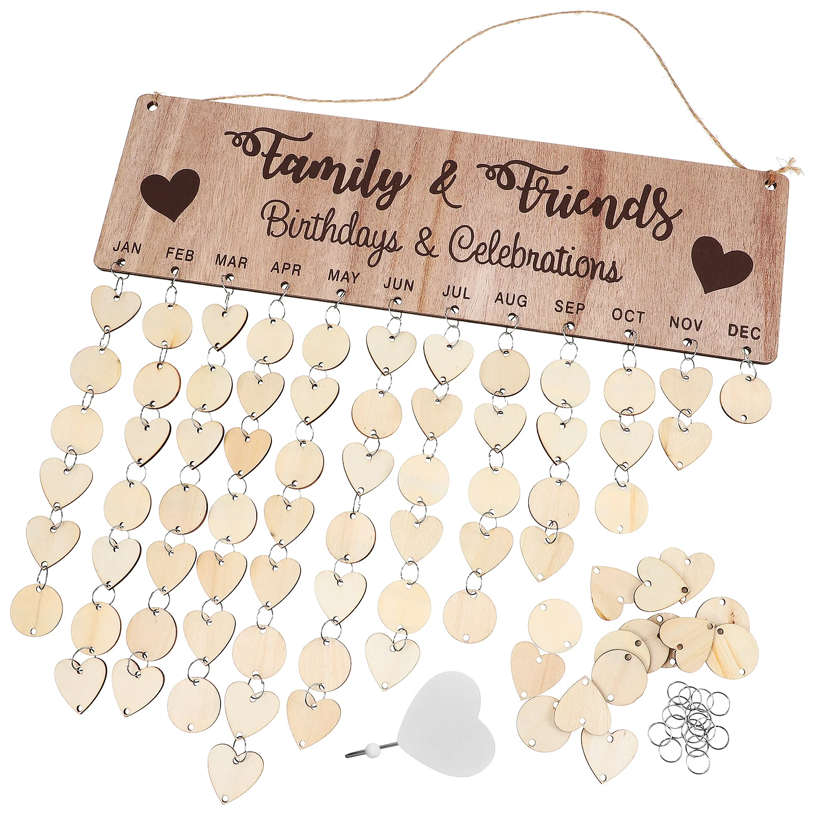 

Wooden Birthday 100 Discs DIY Hanging Tags Wall Countdown Family Reminder Wall Countdown Calendar Home Office Classroom